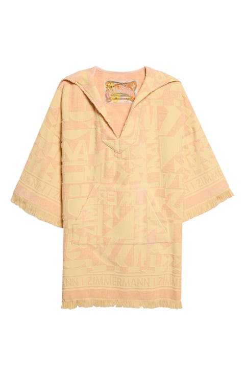Pop Fringe Cotton Terry Jacquard Cover-Up Dress