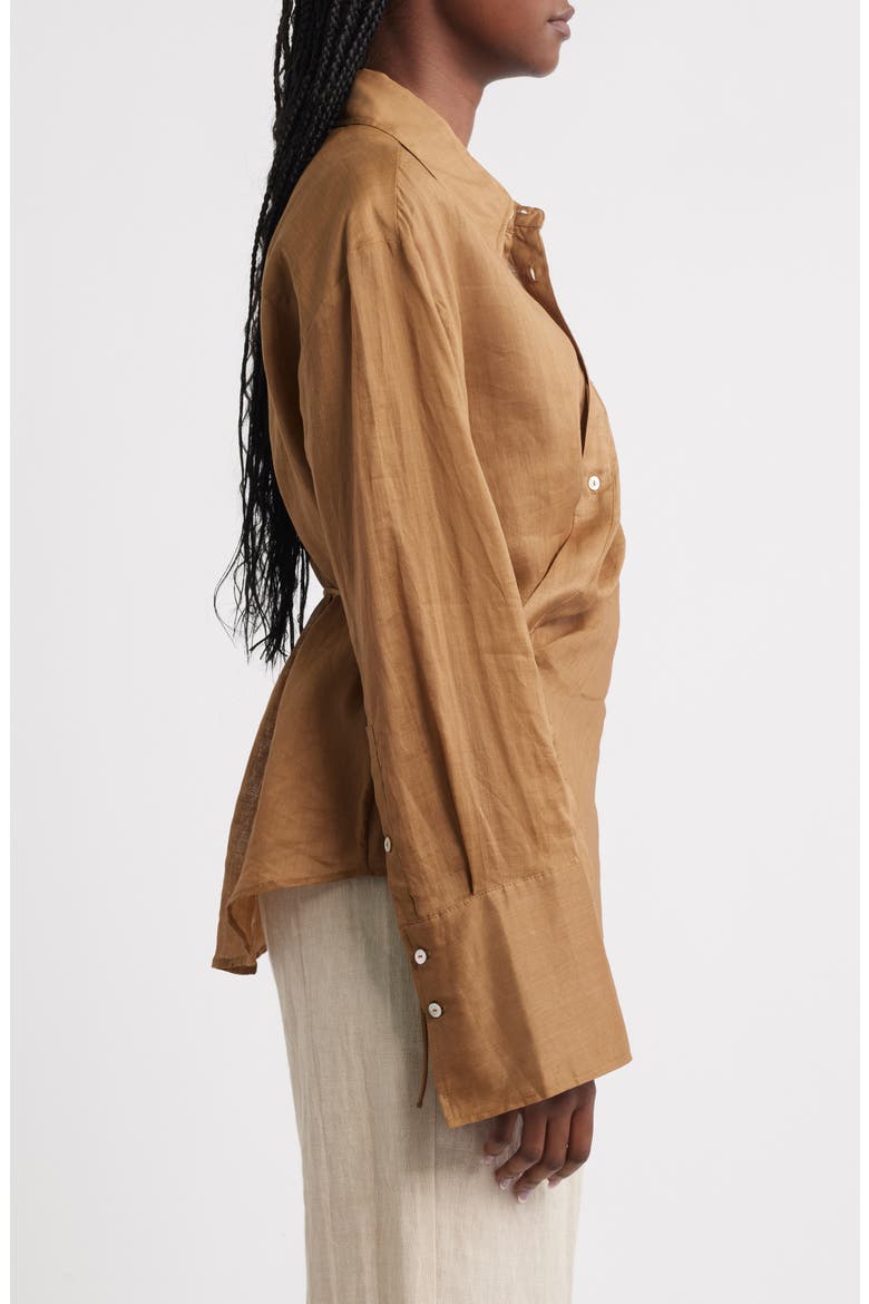 Asymmetric Button-Up Shirt, Alternate, color, BROWN