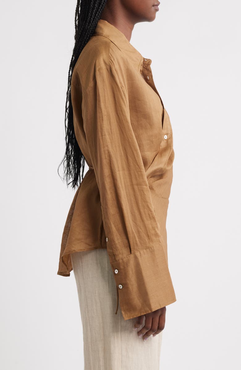 MANGO Asymmetric Button-Up Shirt, Alternate, color, Brown