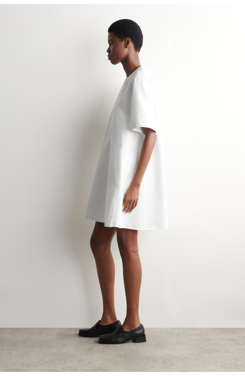 COS Flared Denim Mini Dress, Alternate, color, White
