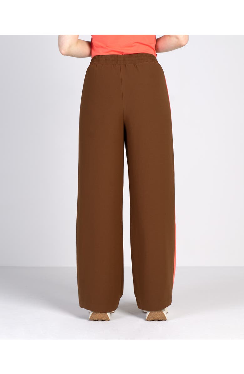 Kettlewell Drawstring Waist Side Stripe Trousers, Alternate, color, Light Chocolate & Coral Stripe