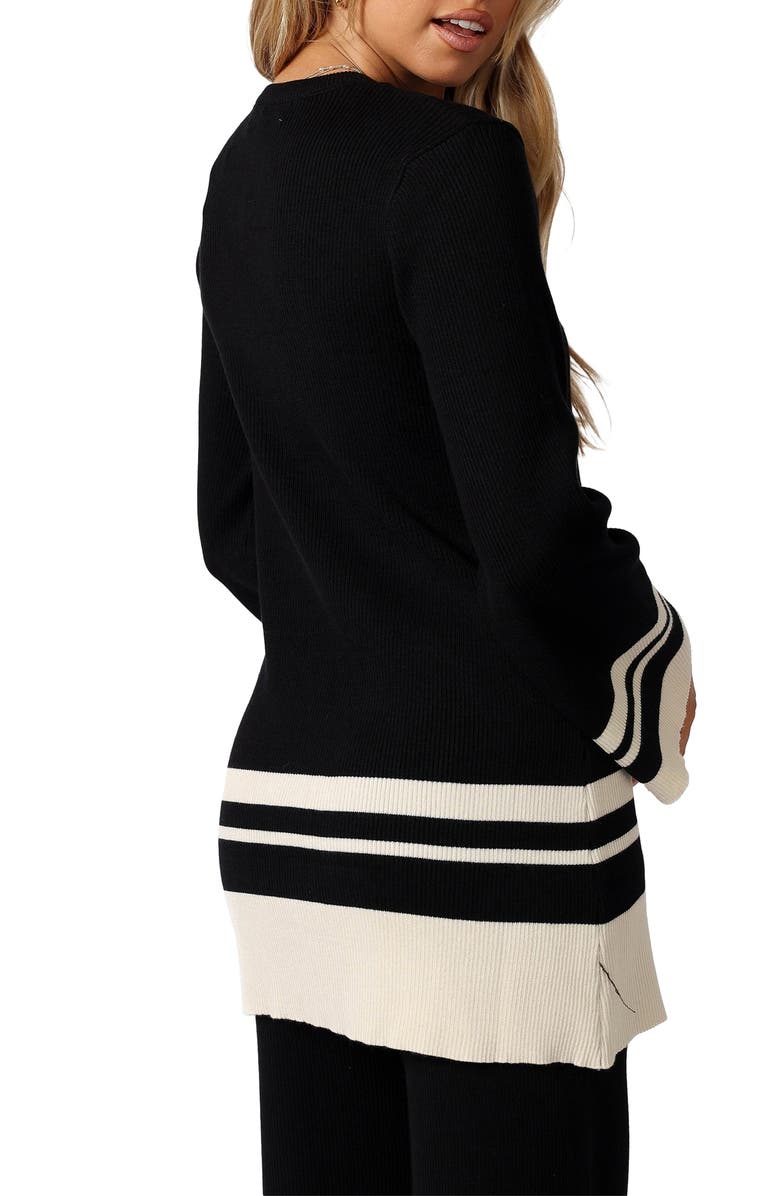 Petal & Pup Lowell Stripe Bell Sleeve Sweater, Alternate, color, Black