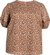 SUGARLIPS Ramsey Mawlin Floral Puff Sleeve Cotton Top
