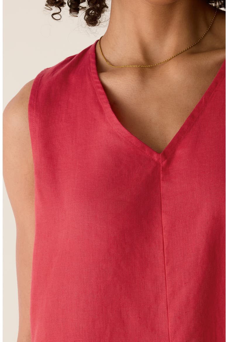 Sleeveless Organic Linen Midi Shift Dress, Alternate, color, GRENADINE