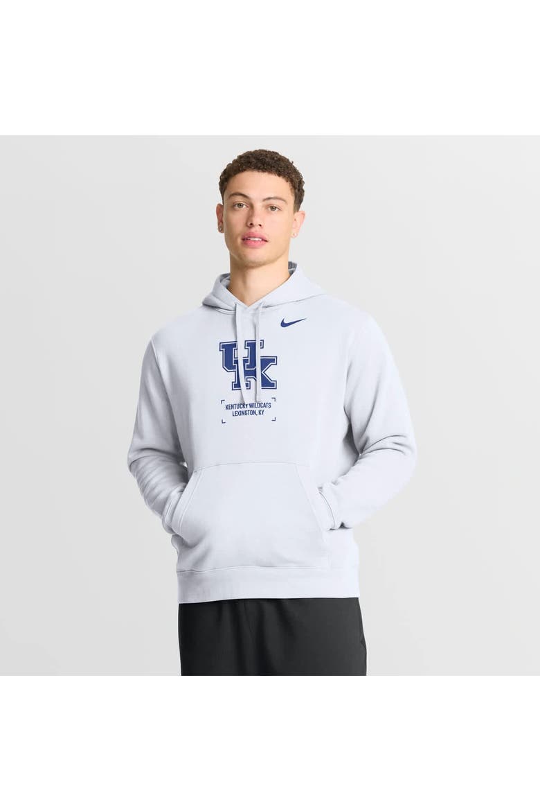 Men's Nike White Kentucky Wildcats Basketball Two-Hit Club Fleece Pullover Hoodie, Main, color, White