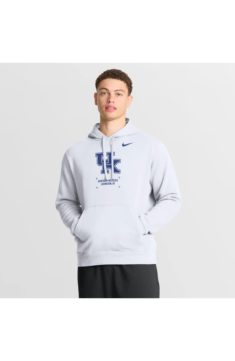Nike Men
s Nike White Kentucky Wildcats Basketball Two-Hit Club Fleece Pullover Hoodie, Main, color, White