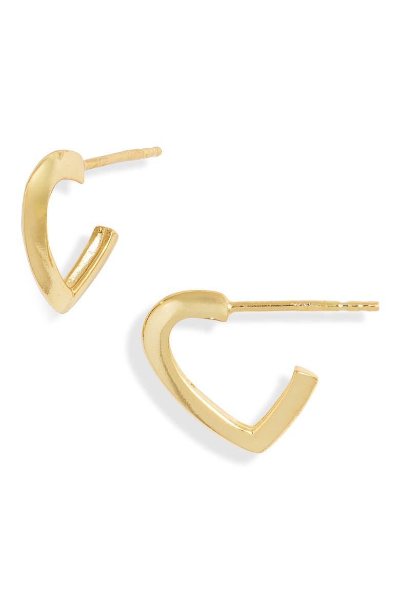 Mini Heart Hoop Earrings, Main, color, GOLD