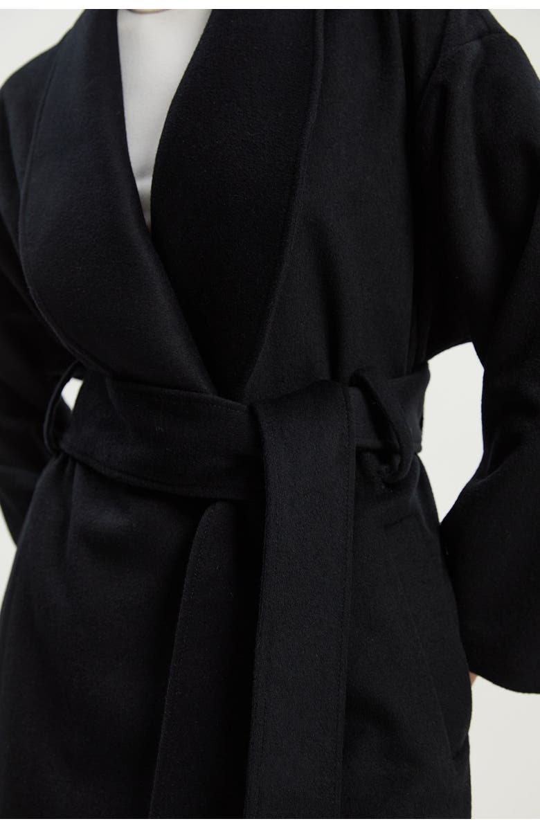 Karen Millen Brushed Wool Wrap Tailored Maxi Coat, Alternate, color, Black