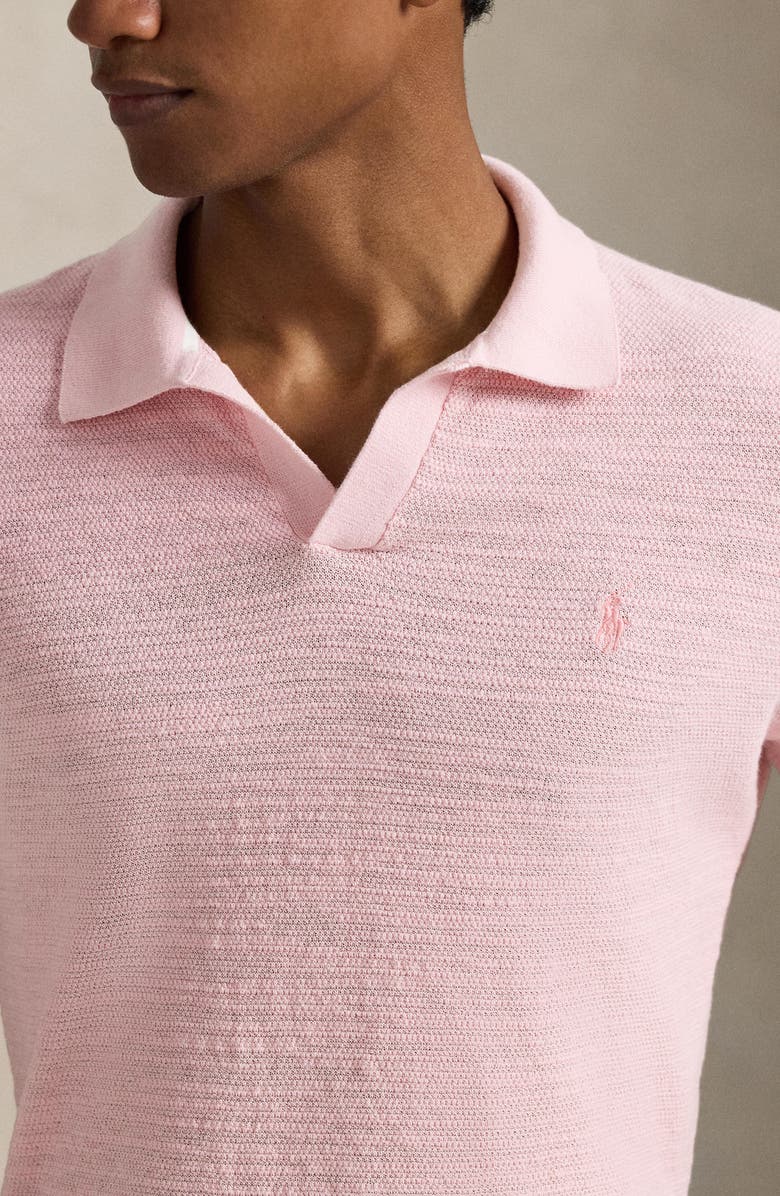 Polo Ralph Lauren Textured Seed Stitch Cotton & Linen Polo, Alternate, color, Carmel Pink/ Deckwash White