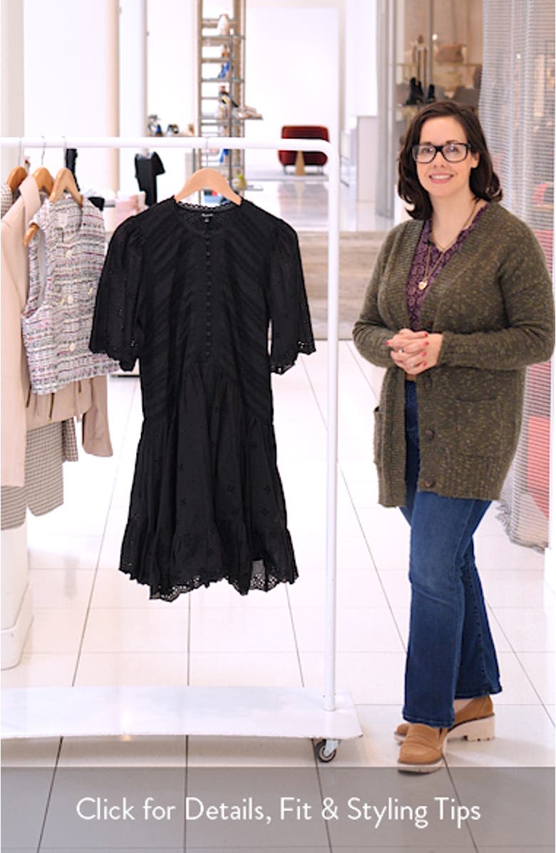 Eyelet Flutter Sleeve Cotton Minidress, sales video thumbnail