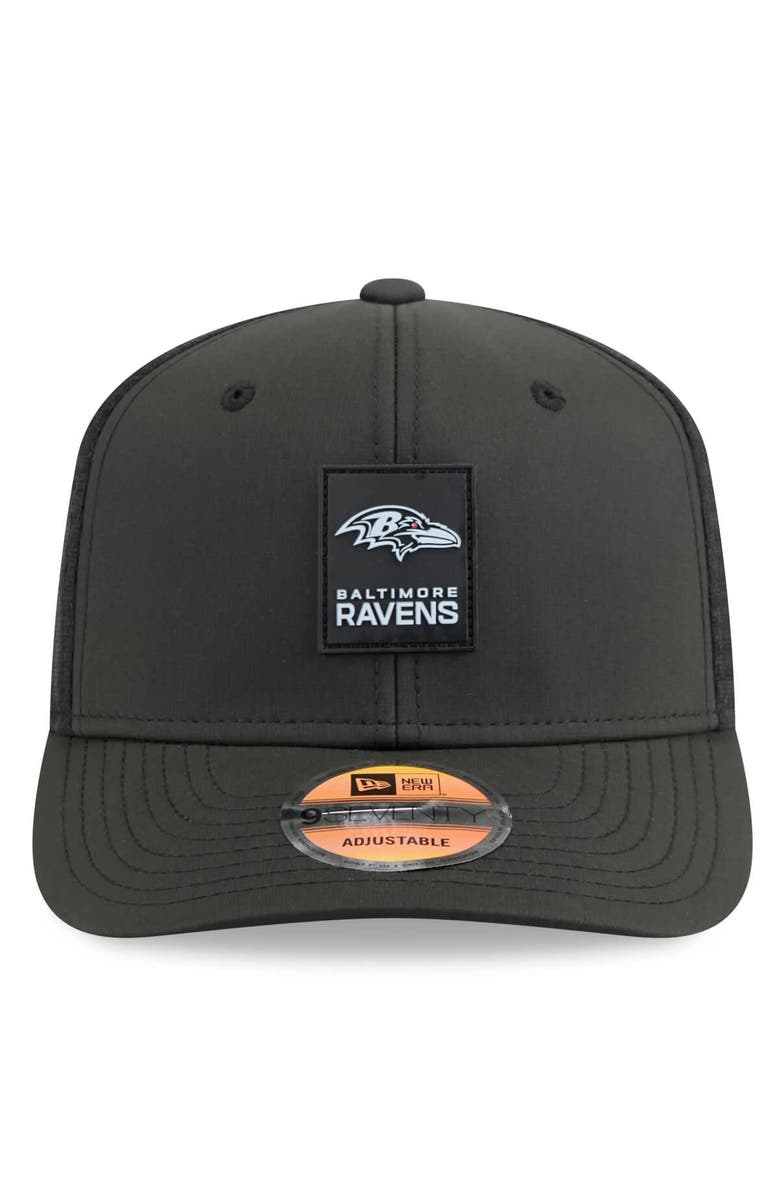 New Era Men's New Era Black Baltimore Ravens 2025 Sideline 9SEVENTY Trucker Adjustable Hat, Alternate, color, Black