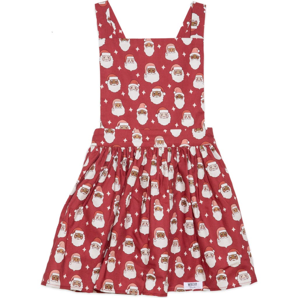 Worthy Threads Girls Holiday Pinafore Dress In Red