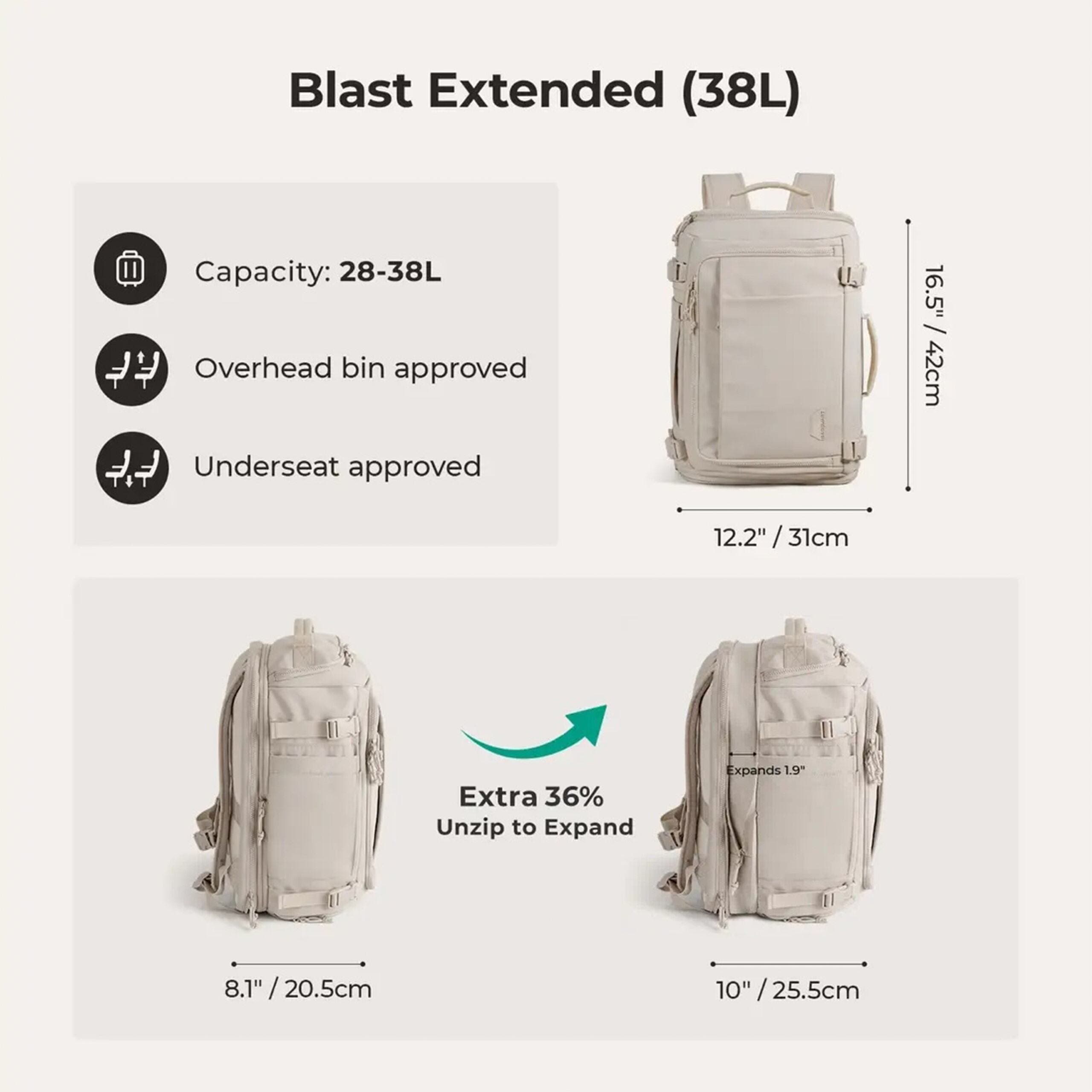 Blast Quick Access Carry On Travel Backpack - 28L-38L Extended, Alternate, color, Beige