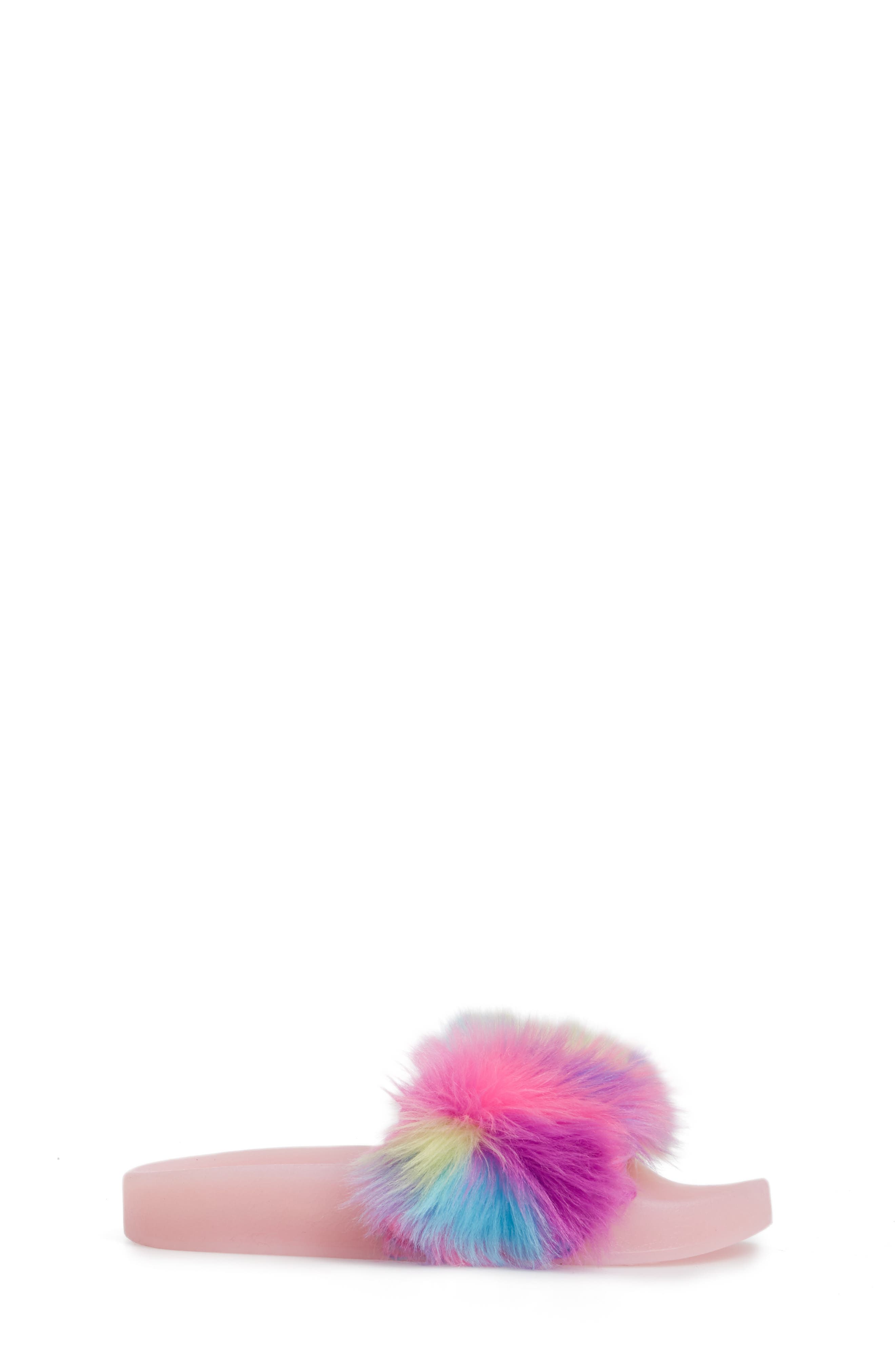 Jlights Faux Fur Light-Up Slide Sandal, Alternate, color, MULTI