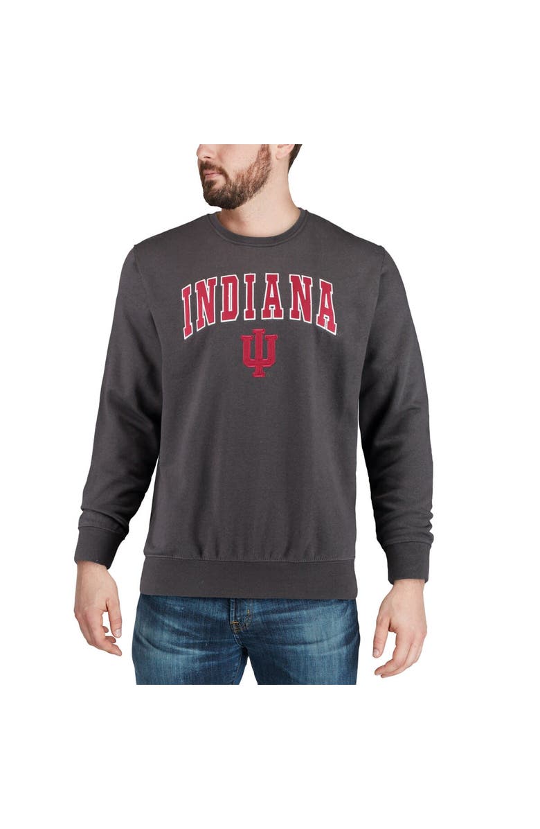 COLOSSEUM Men's Colosseum Charcoal Indiana Hoosiers Arch & Logo Crew Neck Sweatshirt, Alternate, color, Charcoal