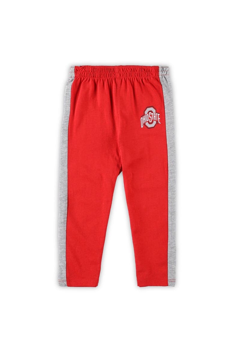 Infant Heathered Gray/Scarlet Ohio State Buckeyes Little Kicker Long Sleeve Bodysuit and Sweatpants Set, Alternate, color, Heather Gray