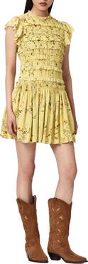 AllSaints Lauren Floral Smock Bodice Minidress