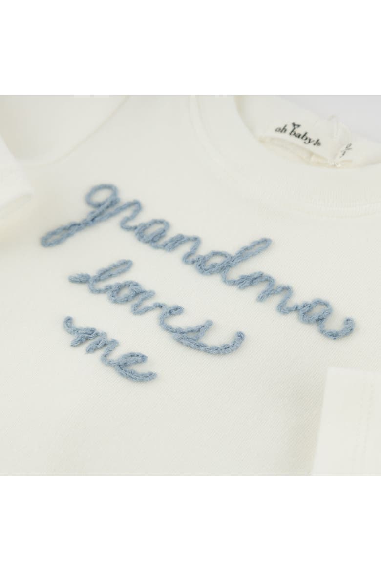 Grandma Loves Me Fog Embroidered Two Piece Set, Alternate, color, Cream