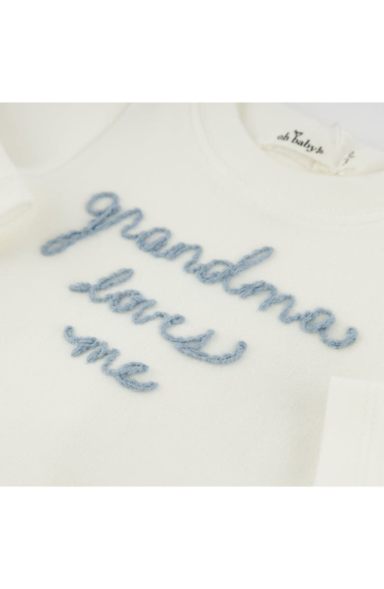 oh baby! Grandma Loves Me Fog Embroidered Two Piece Set, Alternate, color, Cream