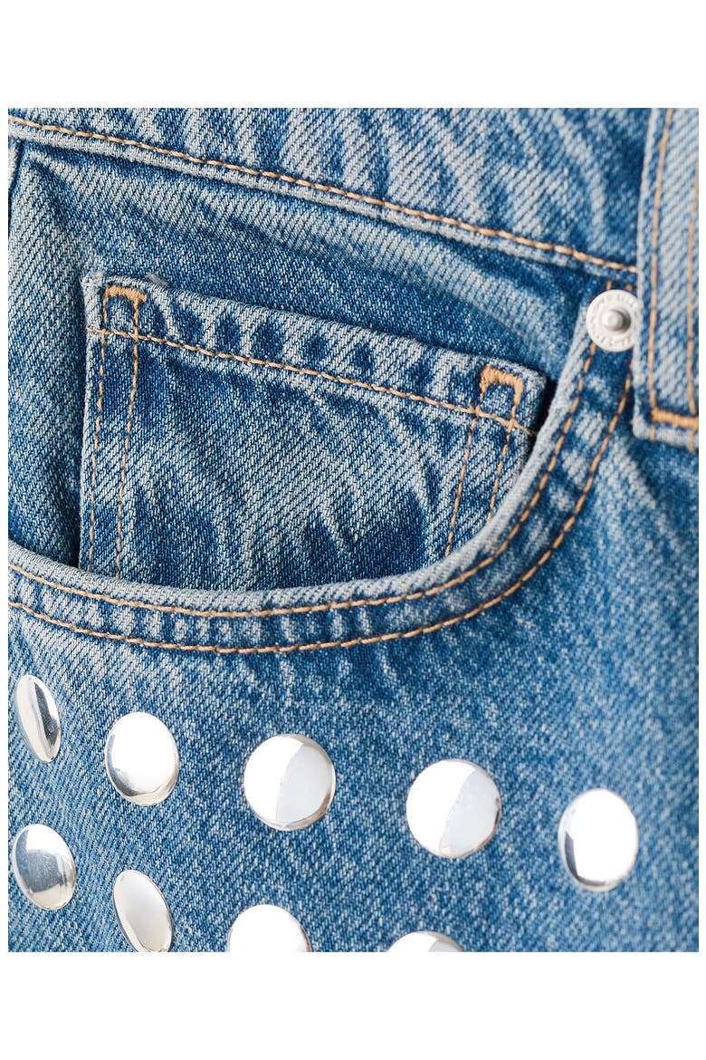Studded Straight Leg Jeans, Alternate, color, MEDIUM BLUE