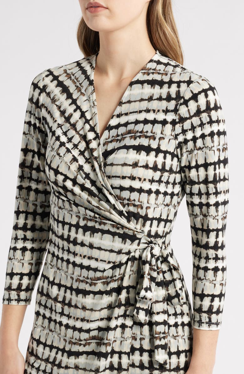 Anne Klein Abstract Print Long Sleeve Wrap Dress, Alternate, color,