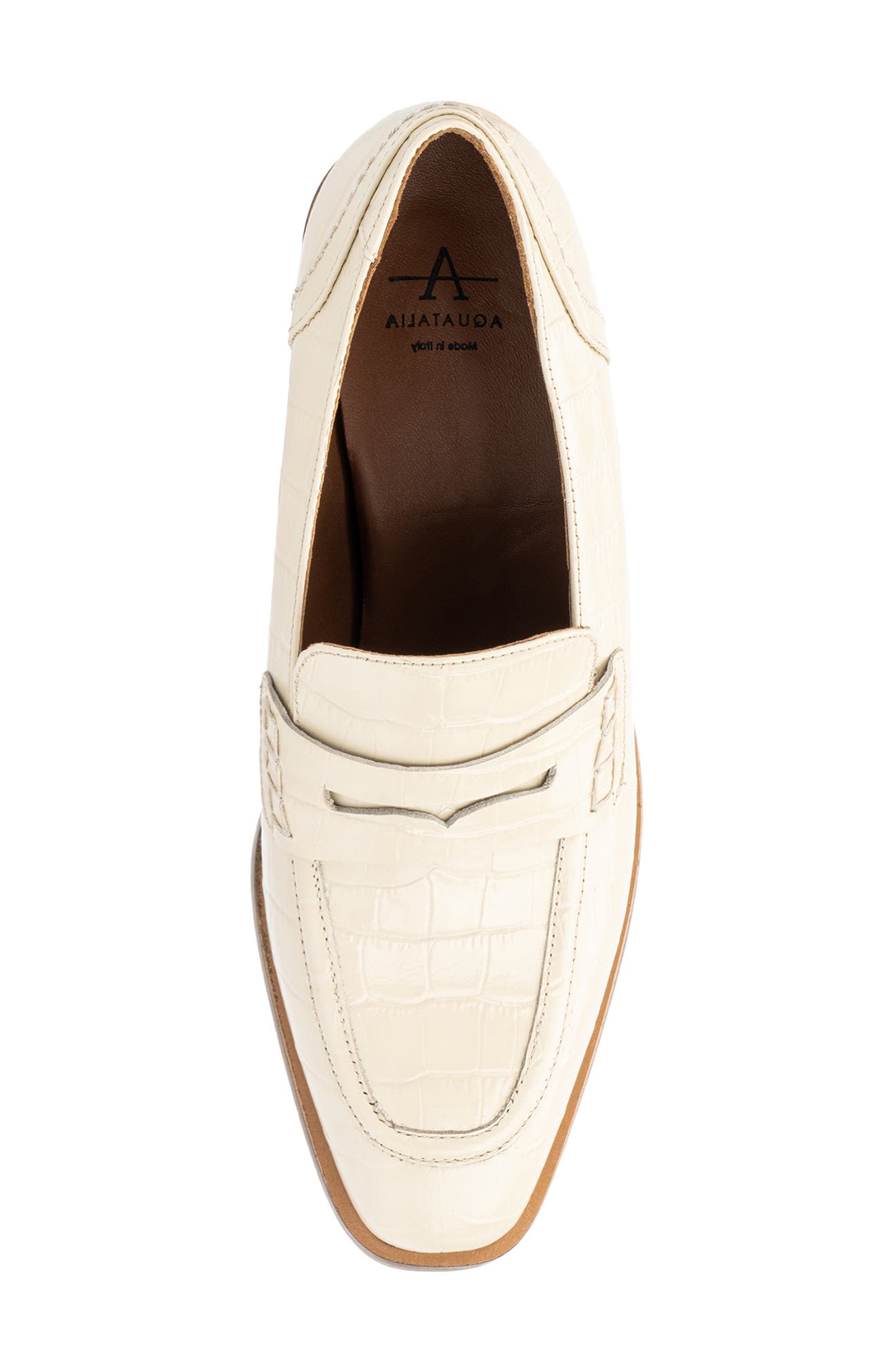 Riya Croc Embossed Penny Loafer, Alternate, color, BEIGE