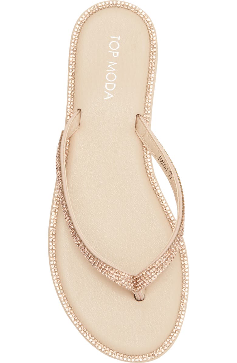 TOP MODA Haiti Rhinestone Embellished Flip Flop, Alternate, color, Rose Gold Pu