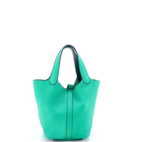 Pre-owned Hermes Hermes Eclat Picotin Lock Bag Clemence With Swift Pm In Green