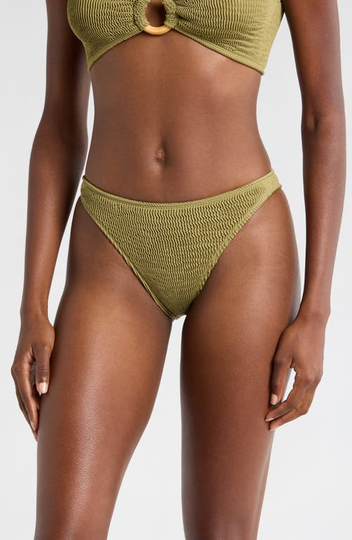 CLEONIE Channel Textured Bikini Bottoms in Moss 