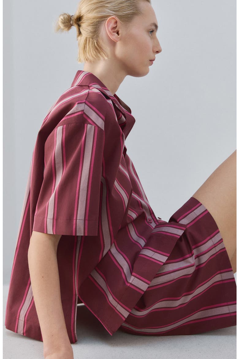 Stripe Pajama Shorts, Alternate, color, FUCHSIA