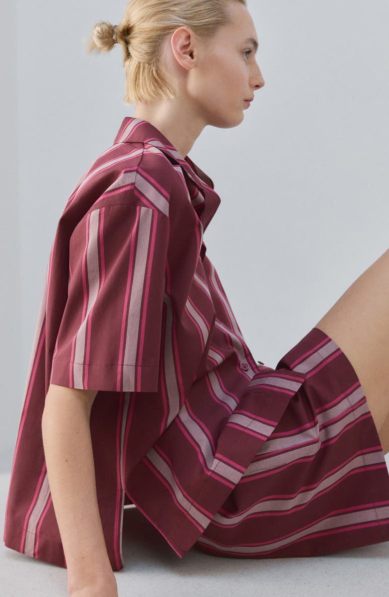 MANGO Stripe Pajama Shorts, Alternate, color, Fuchsia