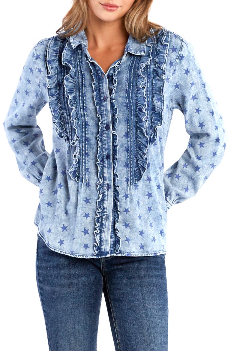 Ruffle Tuxedo Shirt, Main, color, STAR RIZZ