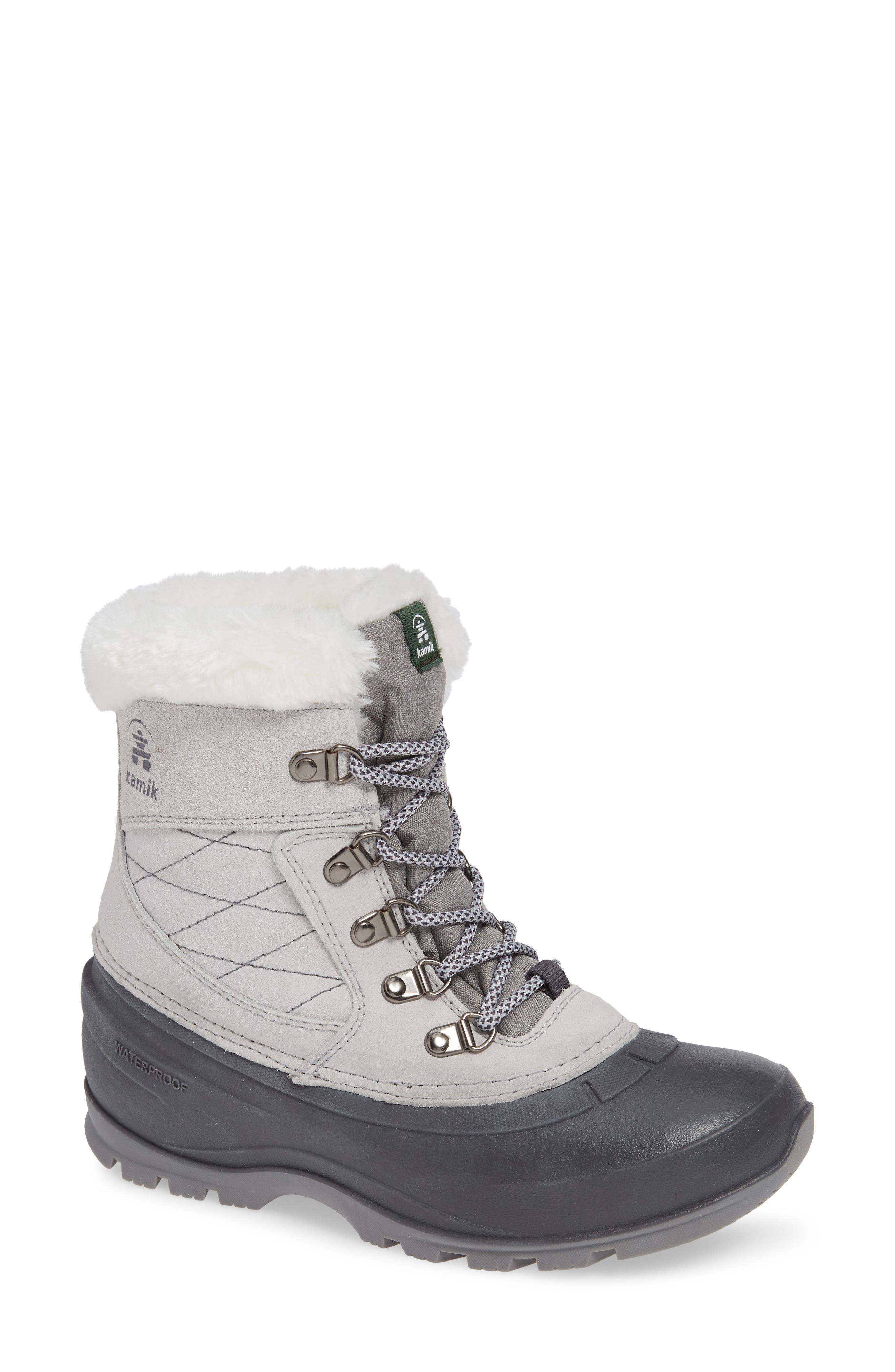 Snovalley1 Waterproof Thinsulate® Insulated Snow Boot, Main, color, LIGHT GREY SUEDE