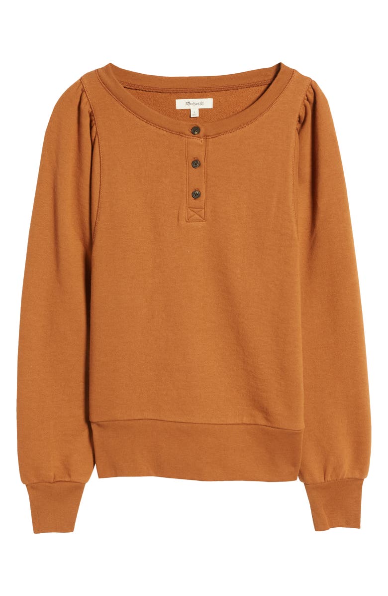 Madewell Henley Puff Sleeve Sweatshirt, Alternate, color, 