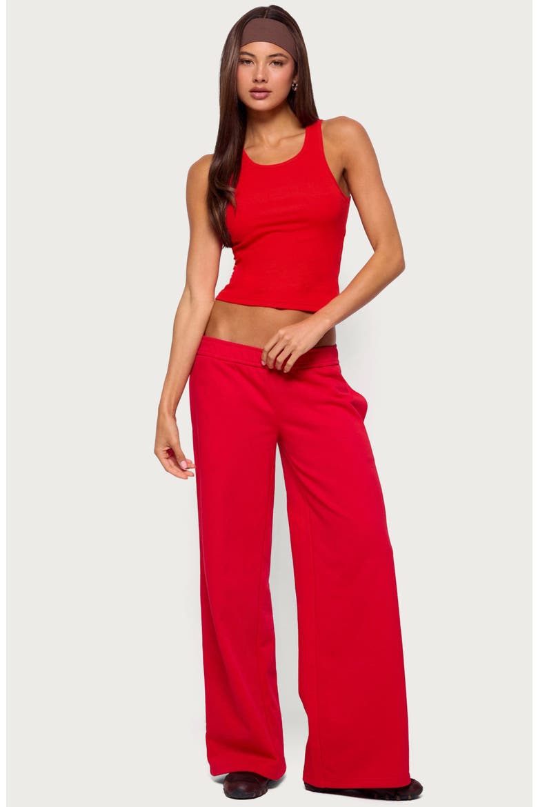 Francie Crop Stretch Cotton Rib Tank, Alternate, color, RED
