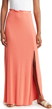 GO COUTURE One Slit Ruffle Maxi Skirt