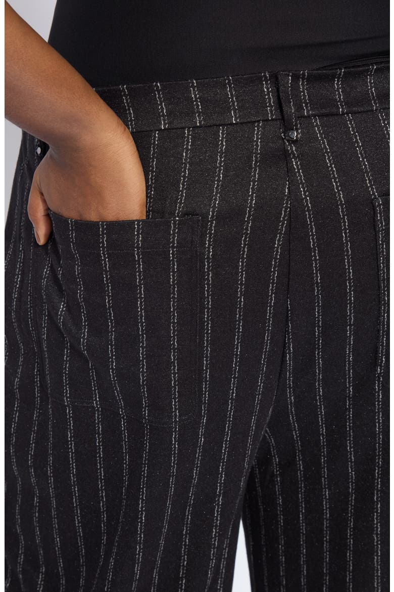 Isabel Pinstripe Pull-On Ankle Wide Leg Ponte Pants, Alternate, color, CHARCOAL LANE