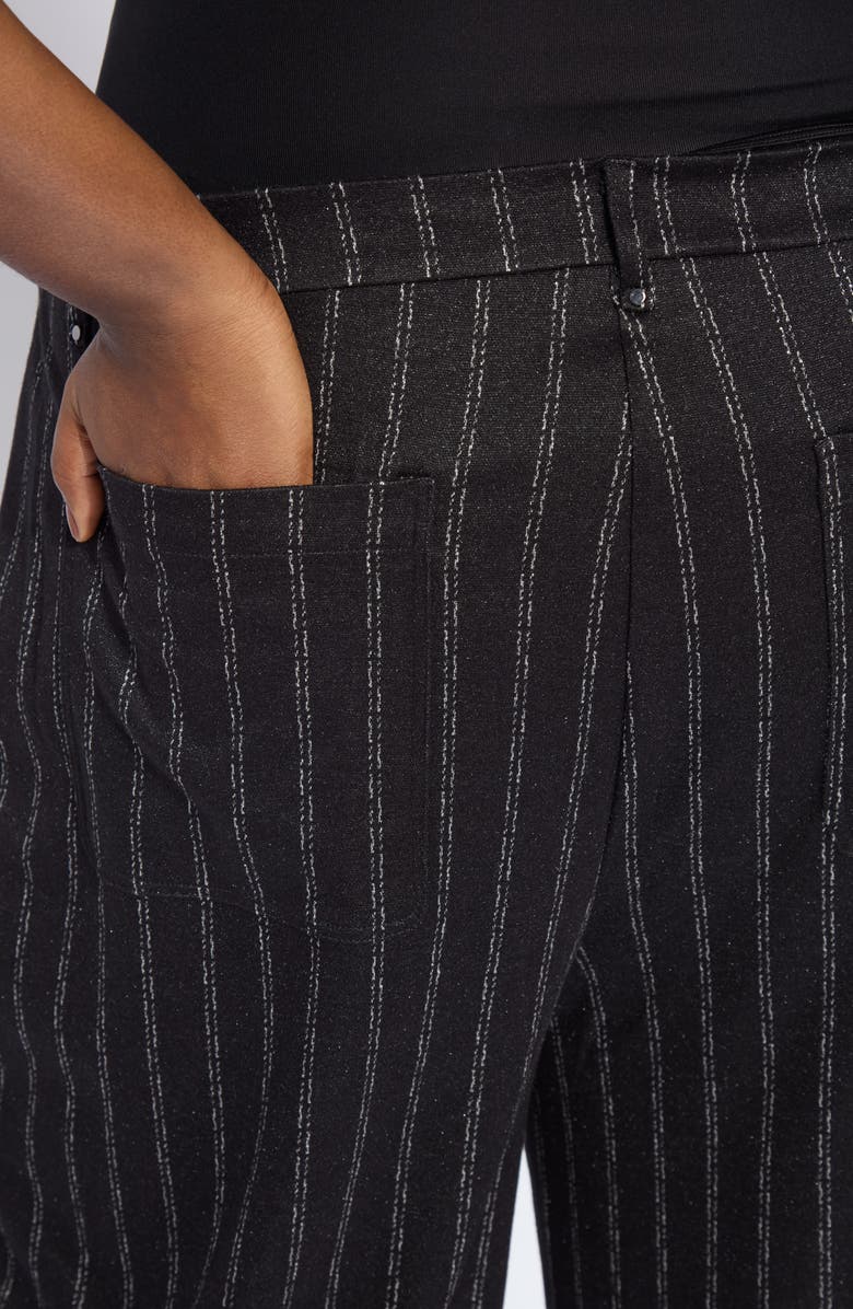 Lysse Isabel Pinstripe Pull-On Ankle Wide Leg Ponte Pants, Alternate, color, Charcoal Lane