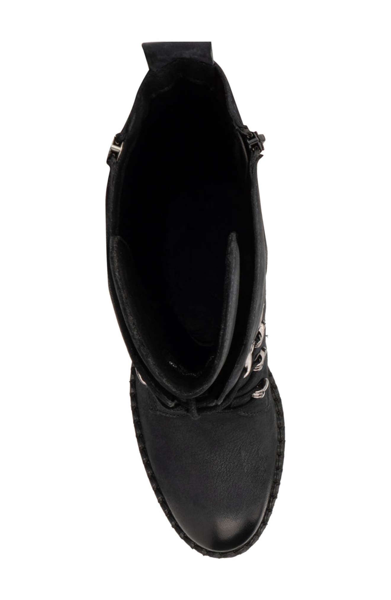 Henrietta Tall Leather Lace-Up Boot, Alternate, color, NAVY