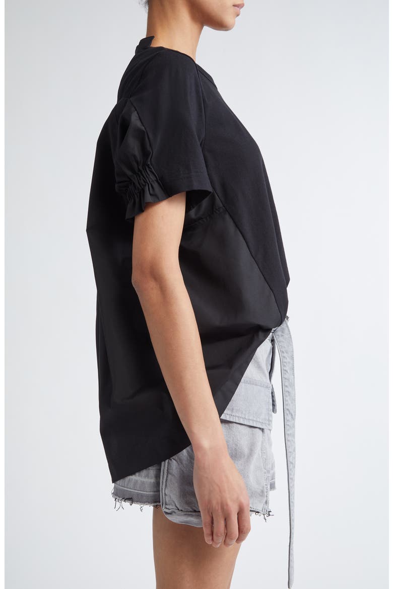 Mixed Media Poplin & Jersey Top, Alternate, color, BLACK/ BLACK 002