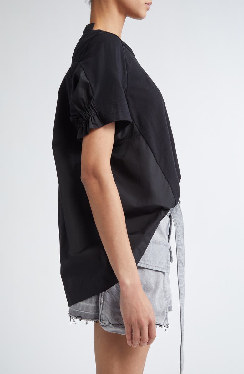 Sacai Mixed Media Poplin & Jersey Top, Alternate, color, 