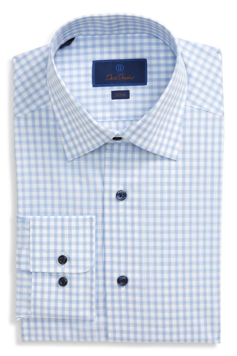 Slim Fit Check Dress Shirt, Alternate, color, WHITE/BLUE