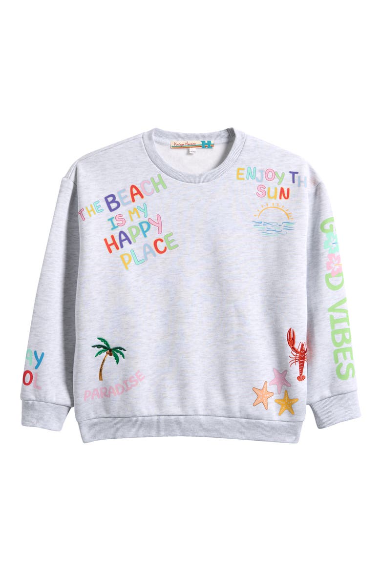 Kids' Happy Place Crewneck Sweatshirt, Main, color, ASH GREY