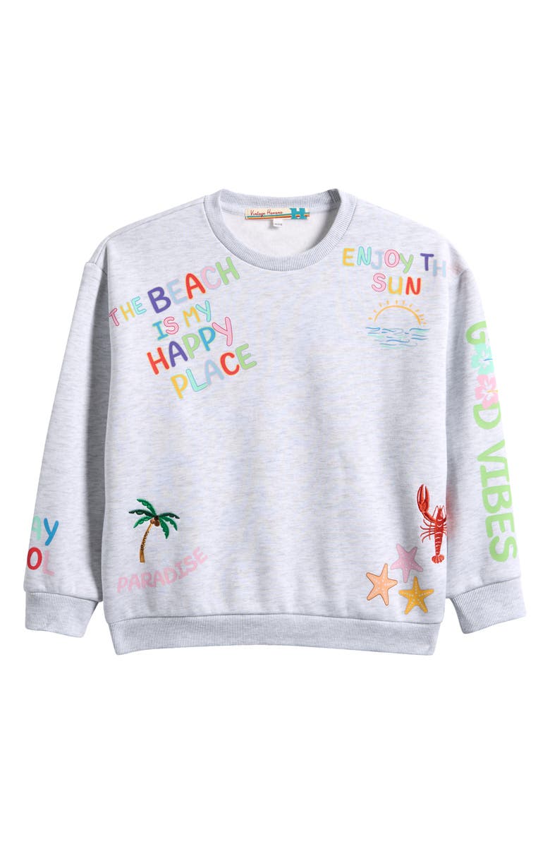 Vintage Havana Kids' Happy Place Crewneck Sweatshirt, Main, color, Ash Grey