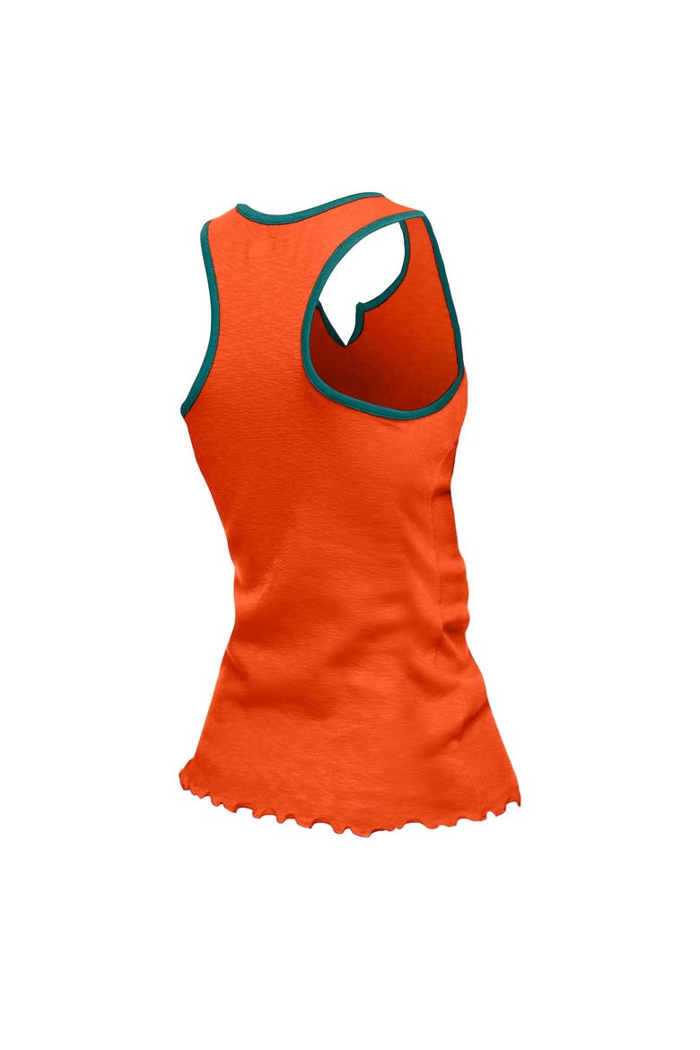 Women's New Era  Orange Miami Dolphins Lettuce Hem Notch Neck Tri-Blend Tank Top, Alternate, color, Orange