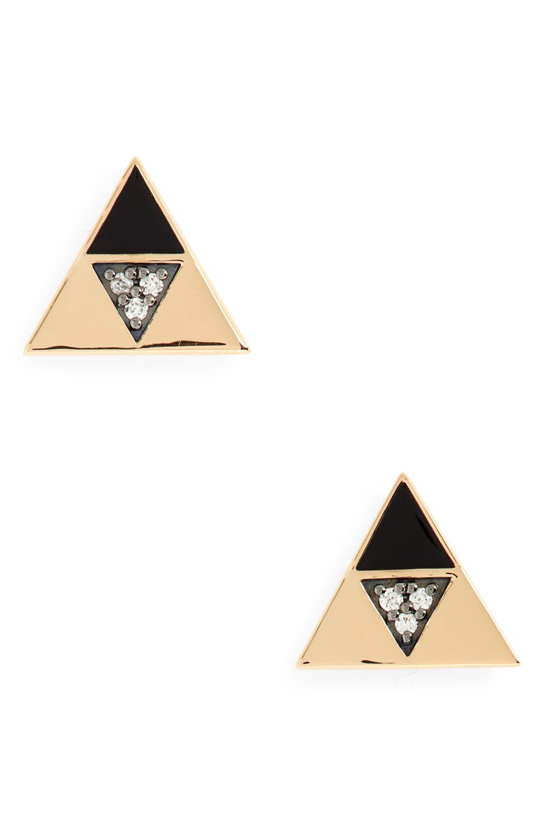 Harwell Godfrey Enamel & Diamond Triangle Stud Earrings, Main, color, 