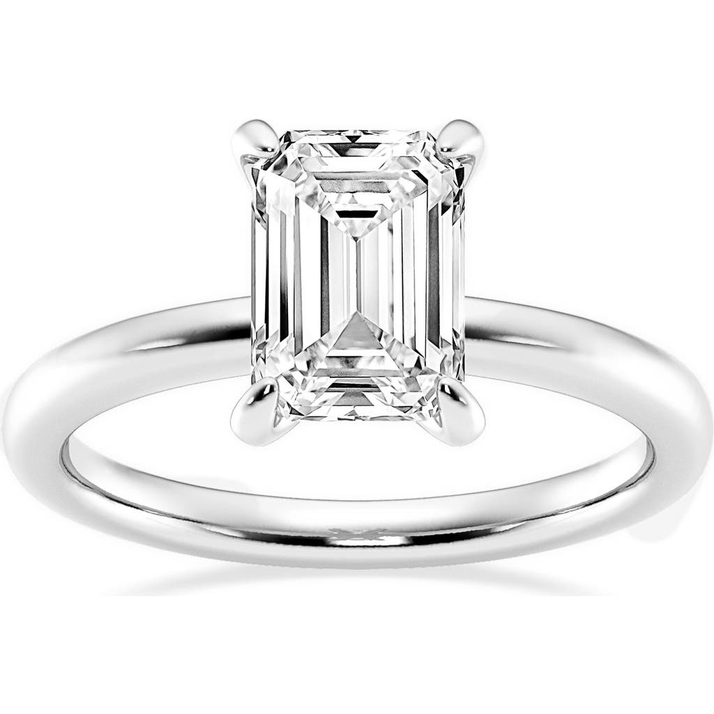 Badgley Mischka Collection Emerald Cut Lab Created Diamond Engagement Ring In Platinum