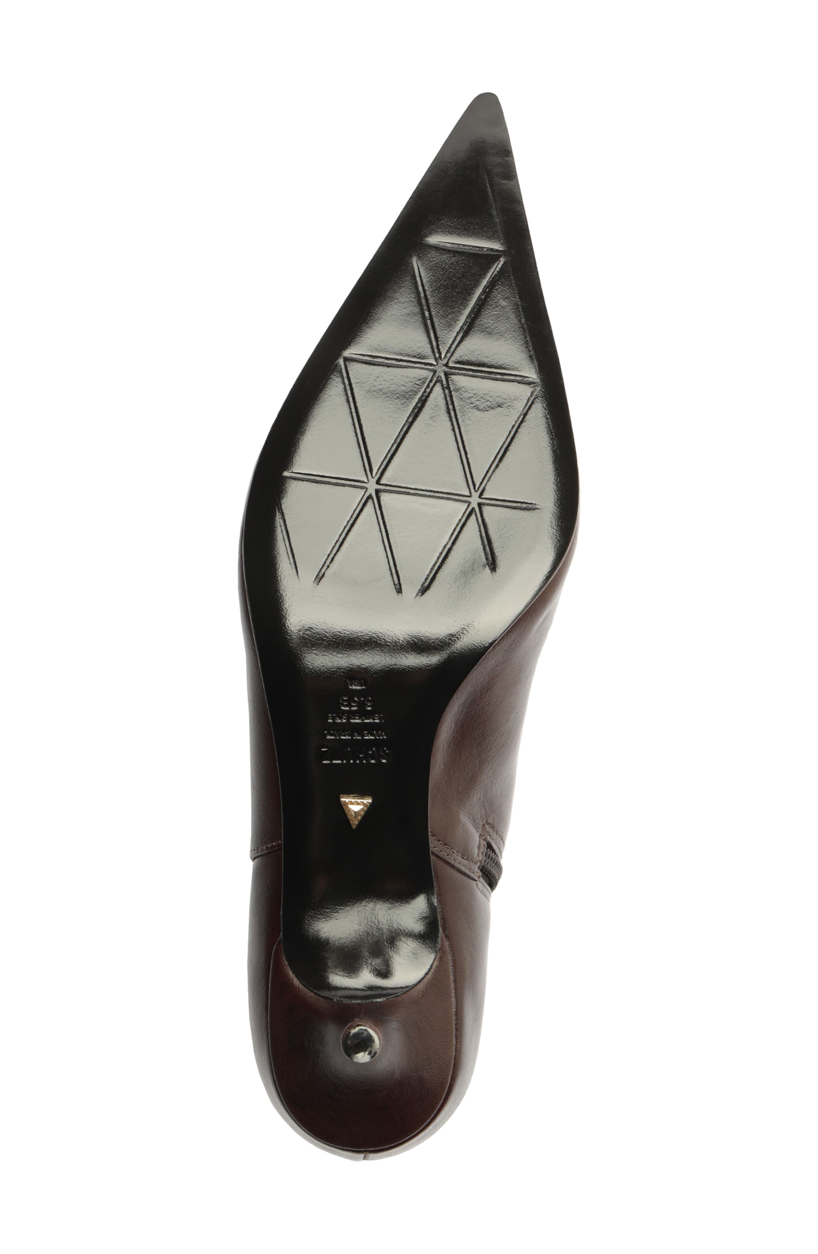 Schutz Mikki Pointed Toe Low Heel Bootie, Alternate, color, Brown