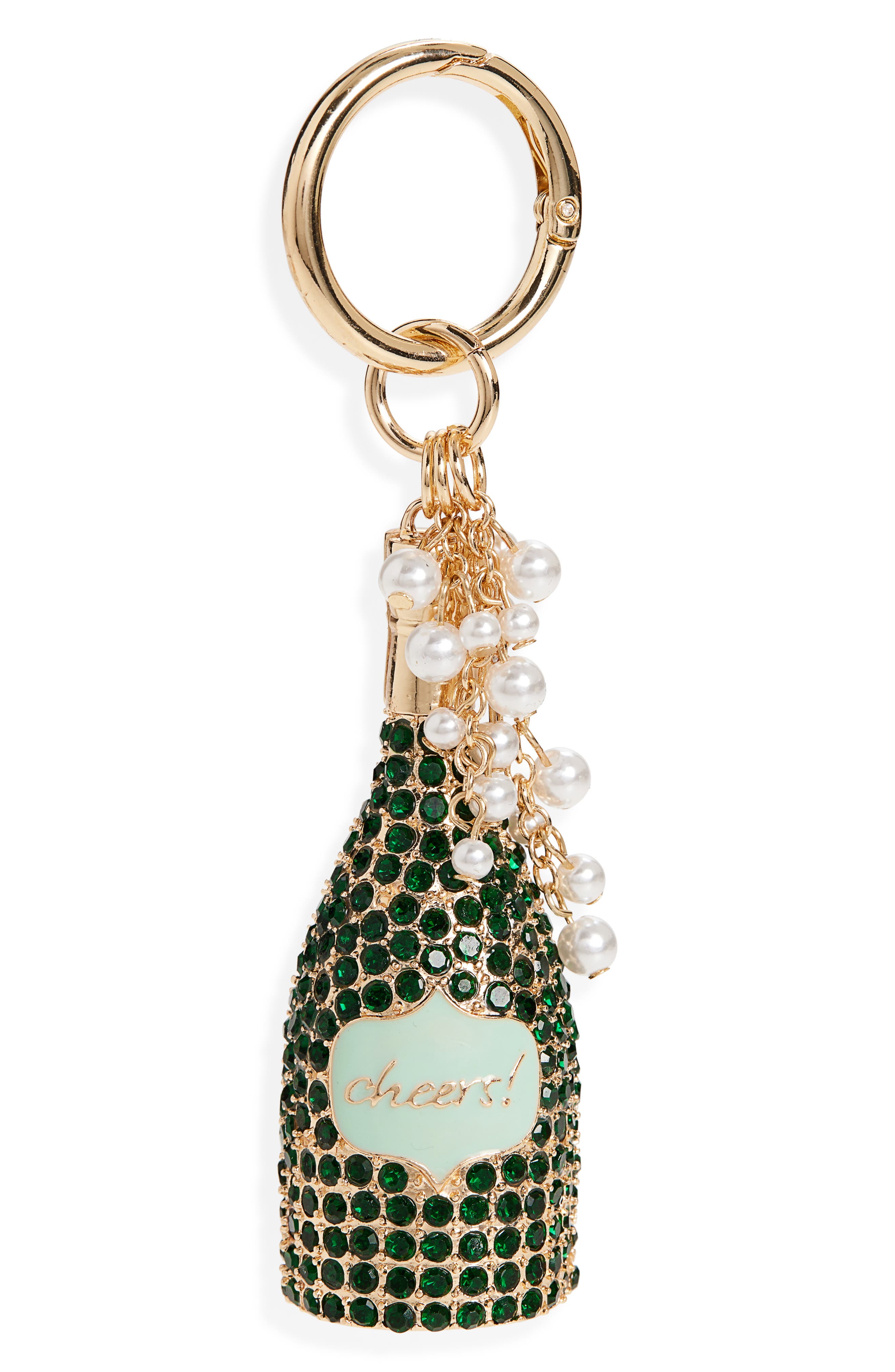 Chelsea28 Champagne Bag Charm, Main, color, Green Multi- Gold