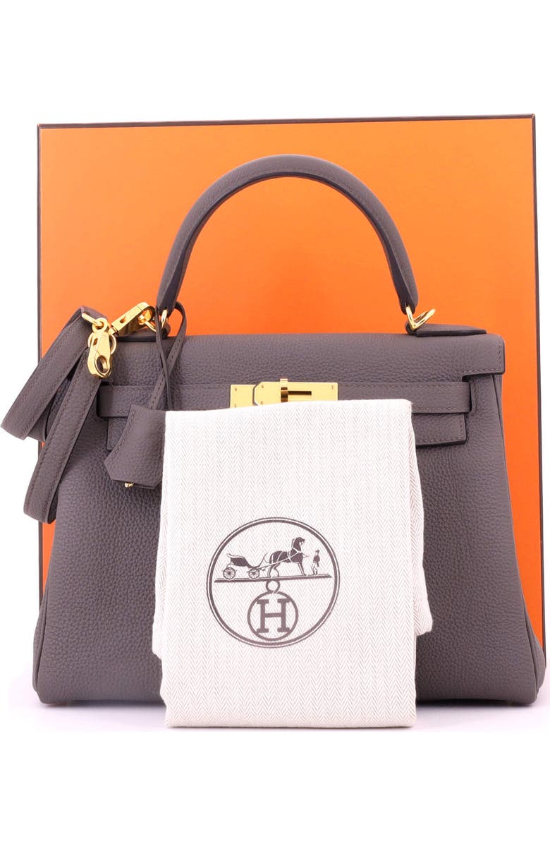 Pre-Owned Hermes Kelly Handbag Grey Togo with Gold Hardware 28, Main, color,